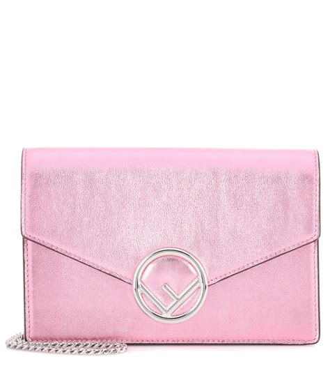 fendi studded leather wallet|fendi pink wallet on chain.